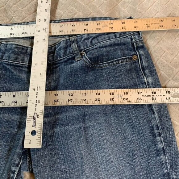 Express X2 Womens 10 Denim Jeans Blue Straight Medium Wash Stretch Low Rise - Picture 7 of 12